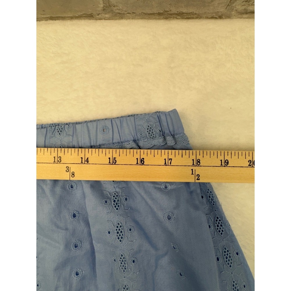 Denim & Co. Eyelet Midi Skirt Light Blue Pull On Elastic Waist Cotton Size XL - Picture 7 of 9